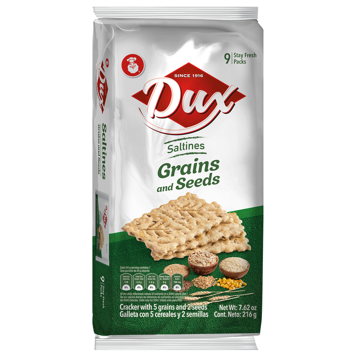 Dux Grains and Seeds, Crackers Bag, 7.6 Oz, 9 ct