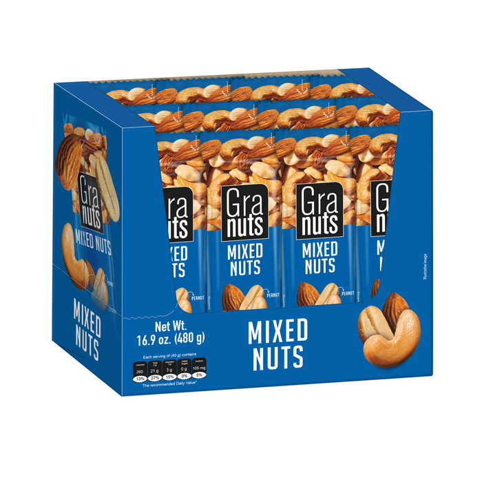 Granuts Mixed Nuts Display, 12 Count, 1.41 oz