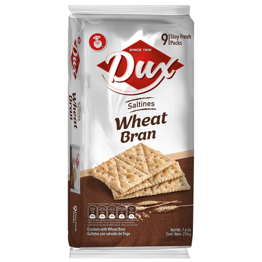 Dux Wheat Saltines and Oat Fiber, Crackers Bag, 7.6 Oz