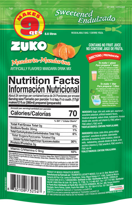 Zuko Mandarin 14.1 Oz, Refreshing Drink