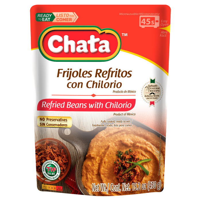 Chata Refried Beans with Chilorio Pouch, 15.2 oz
