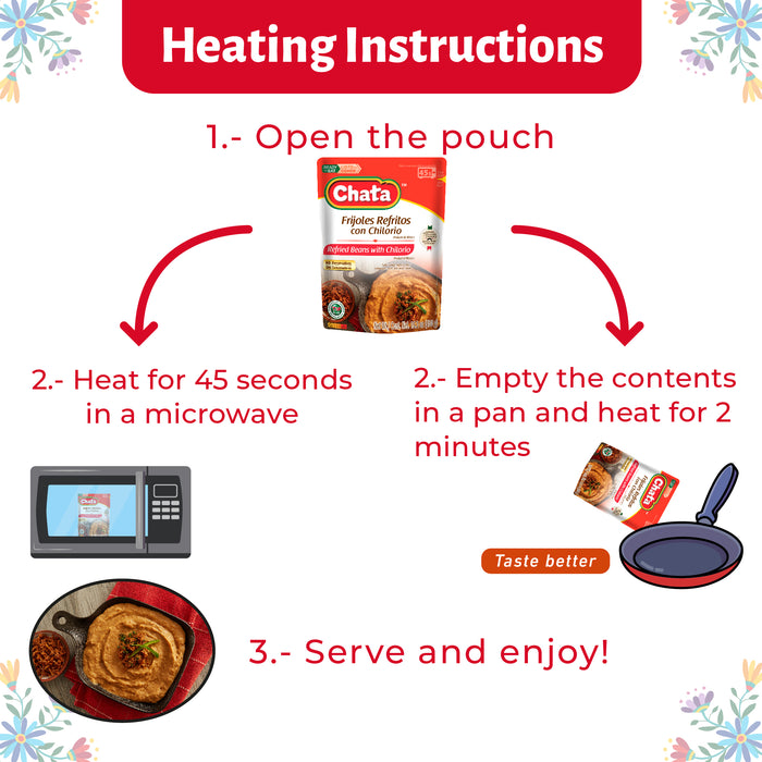 Chata Refried Beans with Chilorio Pouch, 15.2 oz