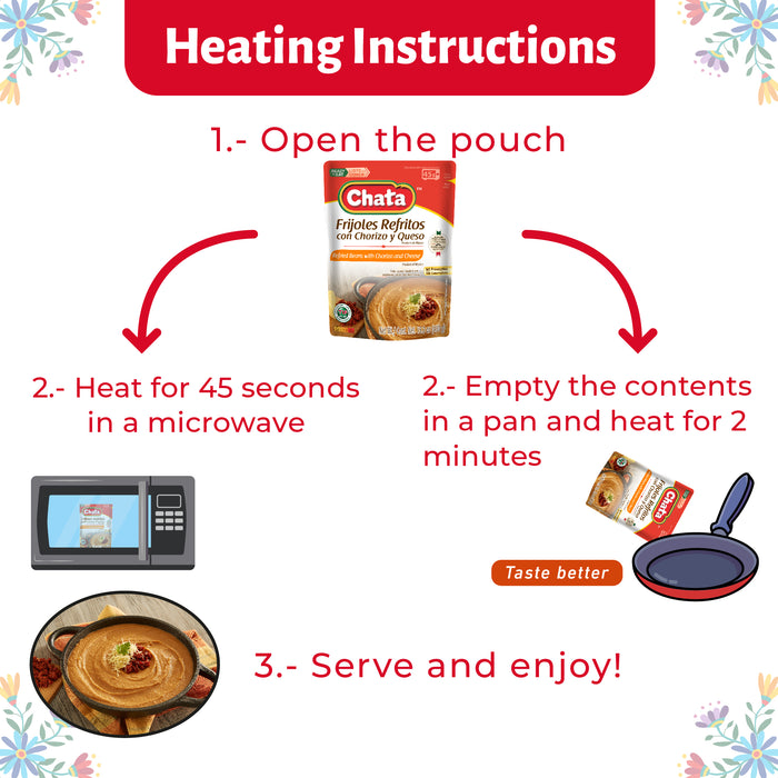 Chata Refried Beans With Chorizo & Cheese Pouch, 15.2 oz