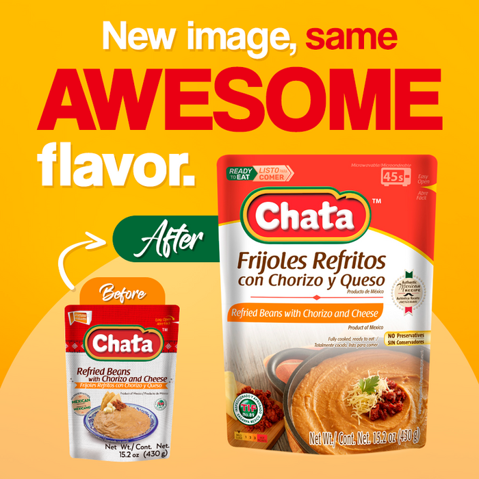 Chata Refried Beans With Chorizo & Cheese Pouch, 15.2 oz