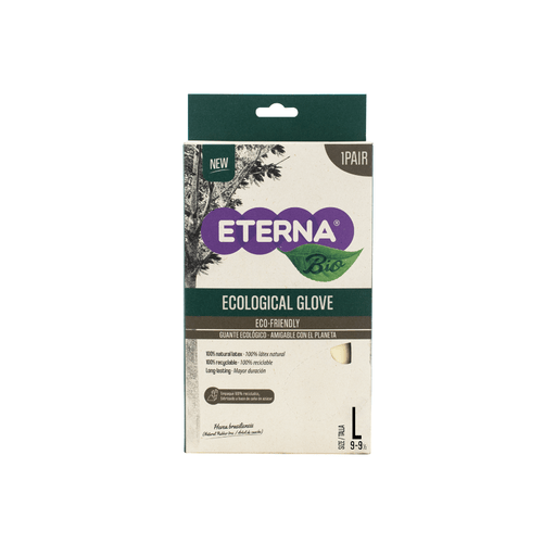 Eterna, Ecological Gloves, Size L, 100% of Natural Latex, White Color, 2.12 Oz, 1 Pair