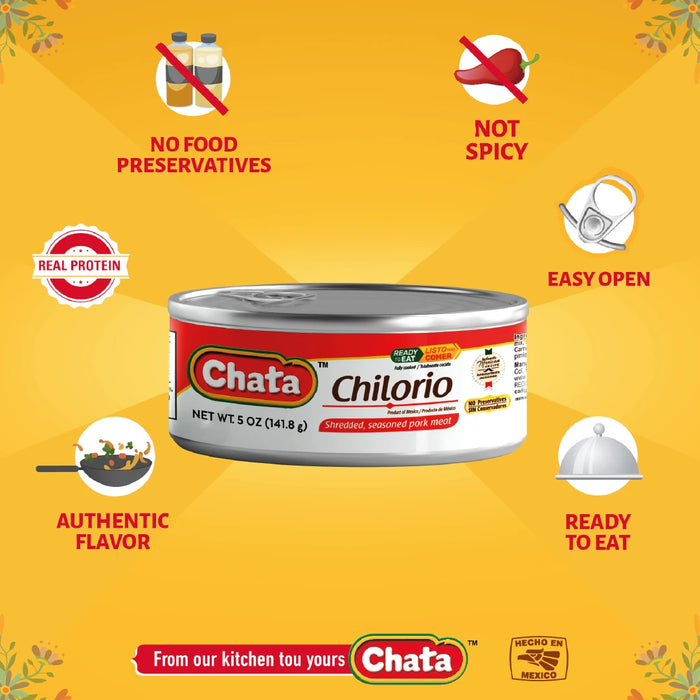 Chata, Chilorio Pork, Can 5 Oz, high-quality ingredients, authentic Mexican food.