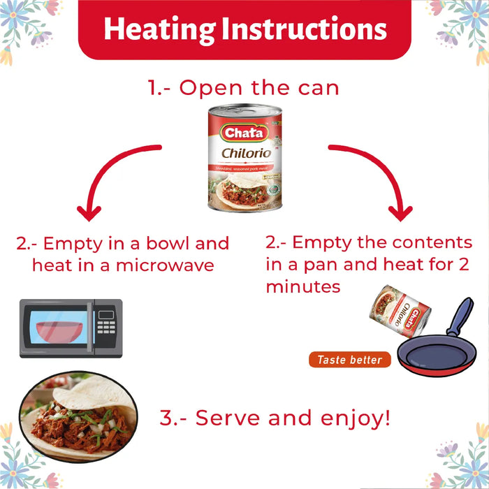 front image of Chata chilorio can with instructions