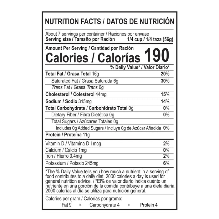 image nutritional information of Chata chilorio with instructions