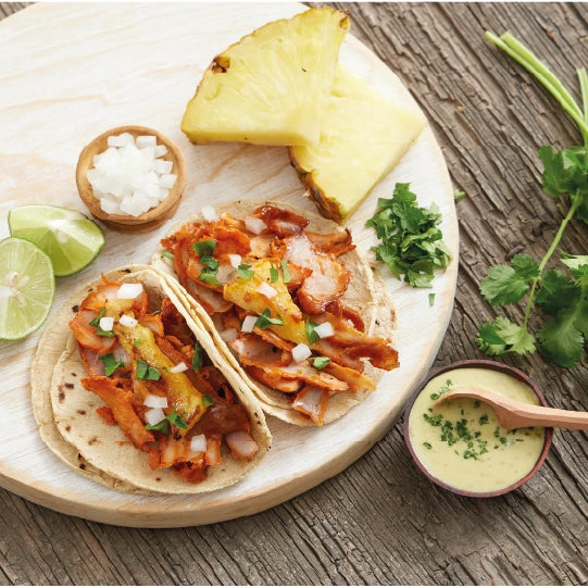 Chata, Pork Meat Pastor Style, Pouch 8 Oz, high-quality ingredients, authentic Mexican food, no refrigeration required.