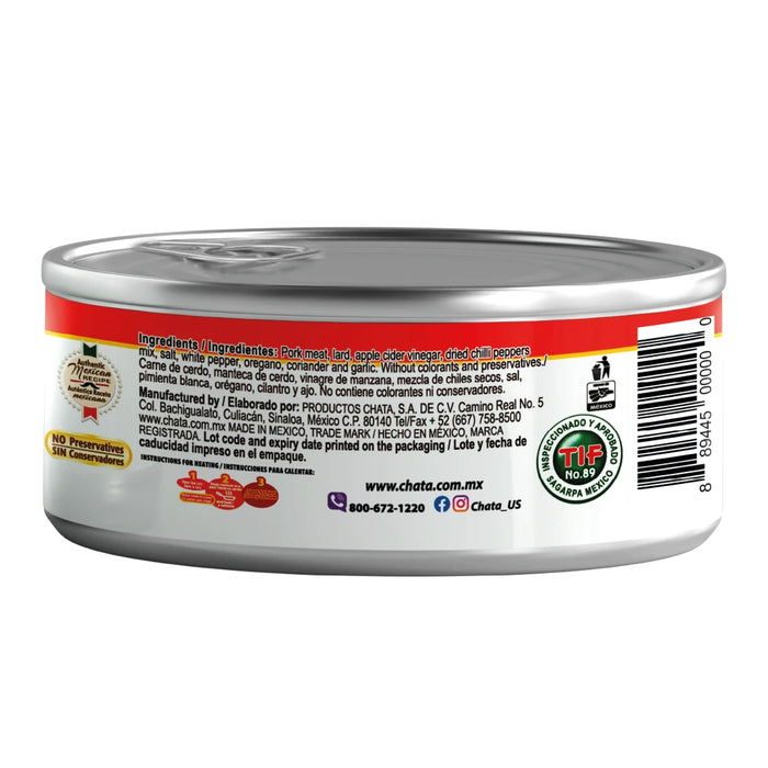 Chata, Chilorio Pork, Can 5 Oz, high-quality ingredients, authentic Mexican food.