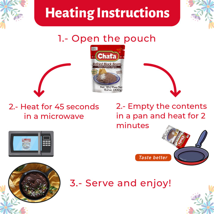 Chata Refried Black Beans Pouch, 15.2 oz