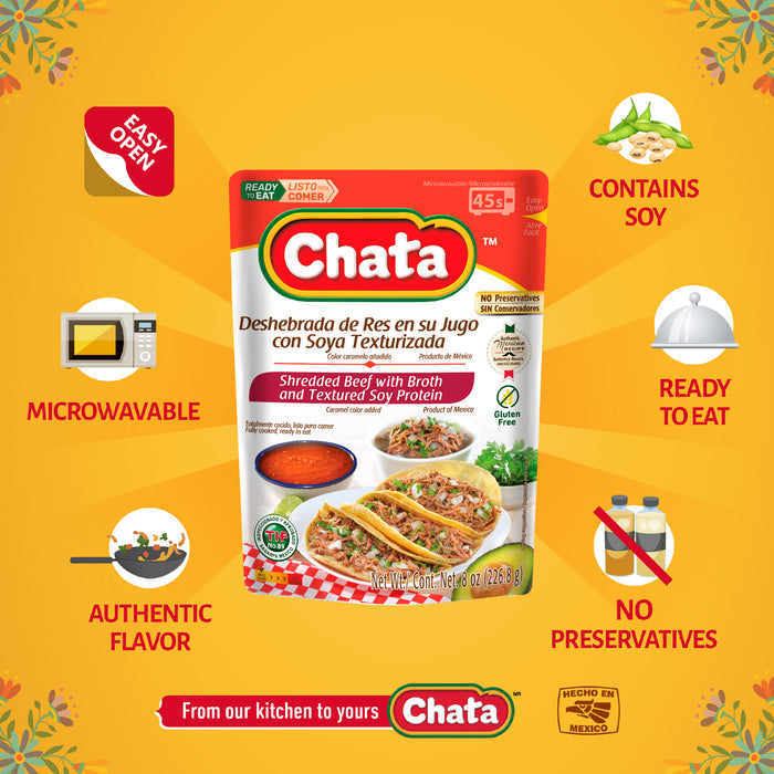 Chata Shredded Beef Pouch, 8 oz