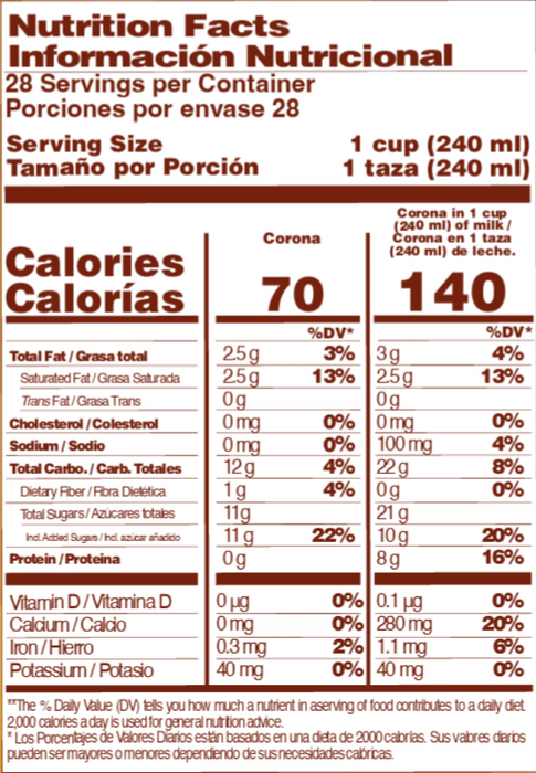 Corona Hot Chocolate Single Serve Bars, Cinnamon Flavor, 14 Tablets, 15.43 oz