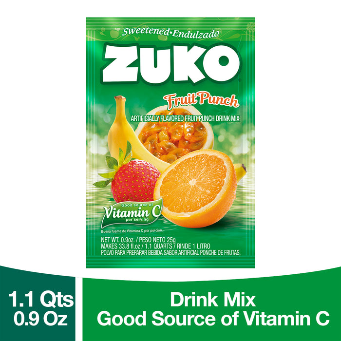 Zuko Drink Mix Fruit Punch Individual Pack, 24 Count, 0.9 oz