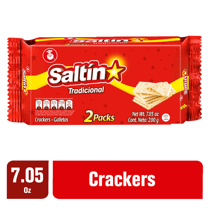 Saltine, Crackers Pack, 7.05 Oz, 2 inner packs, crispy flavor