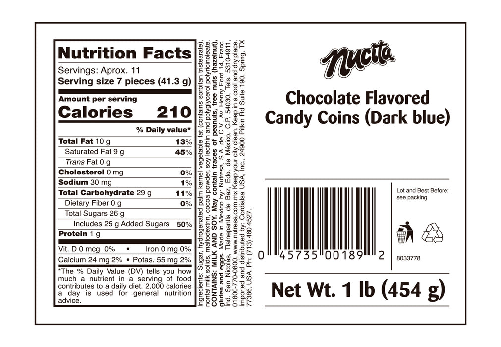 Nucita, Chocolate Turquoise Coins, 1 Lb, 77 units