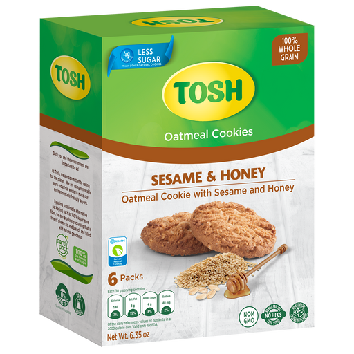 Tosh, Oatmeal with Sesame and Honey, 6.35 Oz