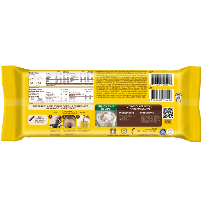 Corona Hot Chocolate Bar, 17.6 oz