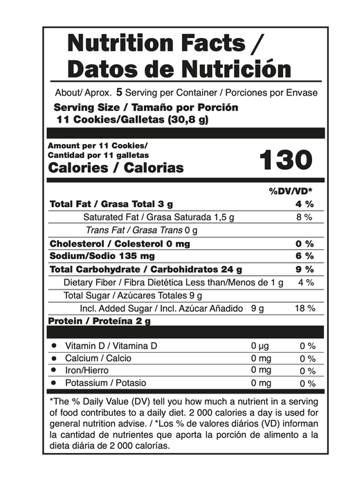 Dux Holiday, Christmas Cookies Noel, Small Bag 5.29 oz.Nutritional Facts.