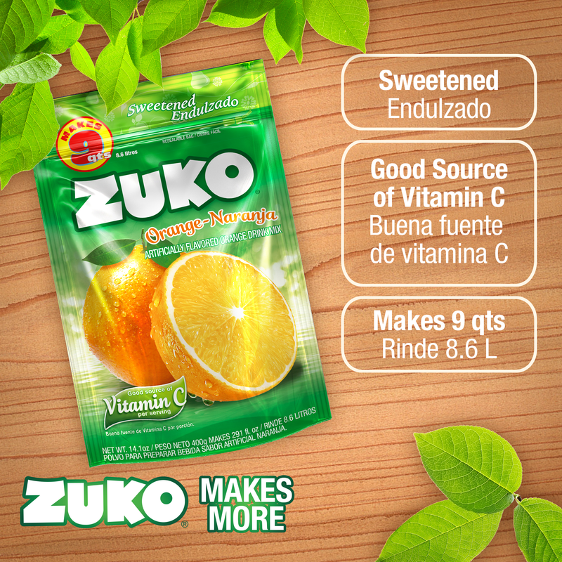 Zuko Drink Mix Orange Family Pack, 14.1 oz