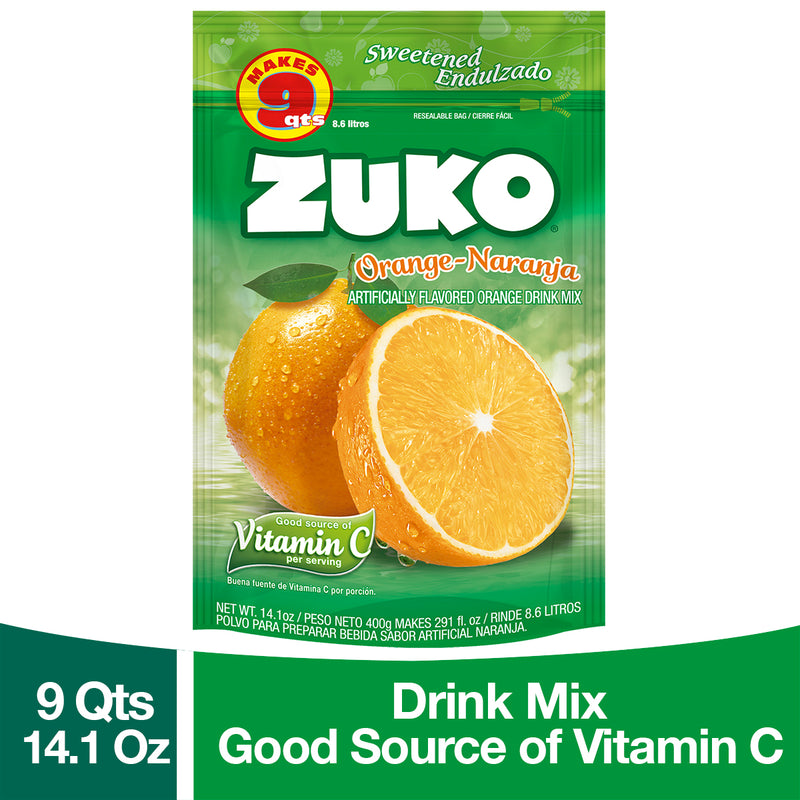 Zuko Drink Mix Orange Family Pack, 14.1 oz, Pack of 6