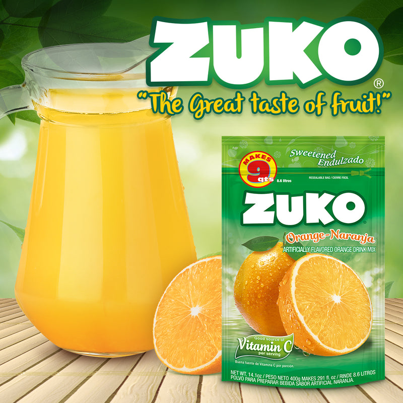 Zuko Drink Mix Orange Family Pack, 14.1 oz, Pack of 6