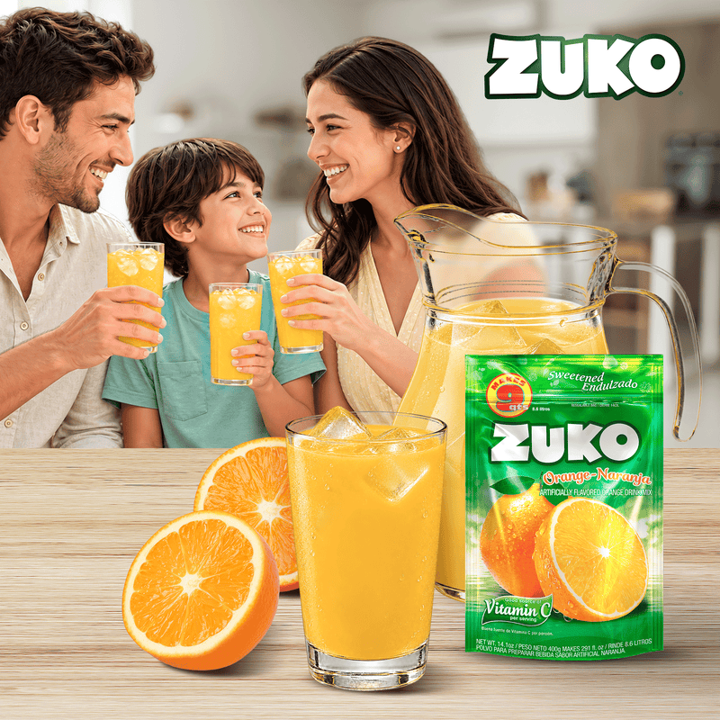 Zuko Drink Mix Orange Family Pack, 14.1 oz, Pack of 6