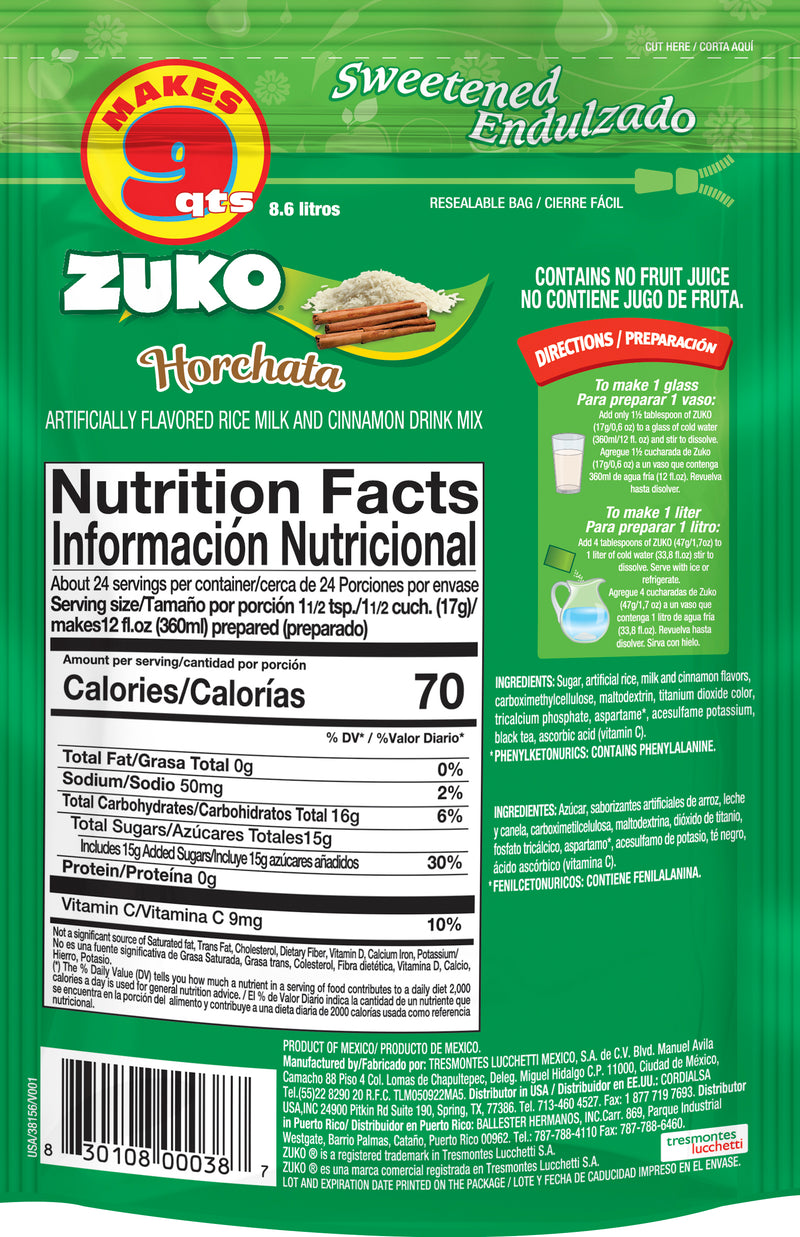 Zuko Drink Mix Horchata Family Pack, 14.1 oz