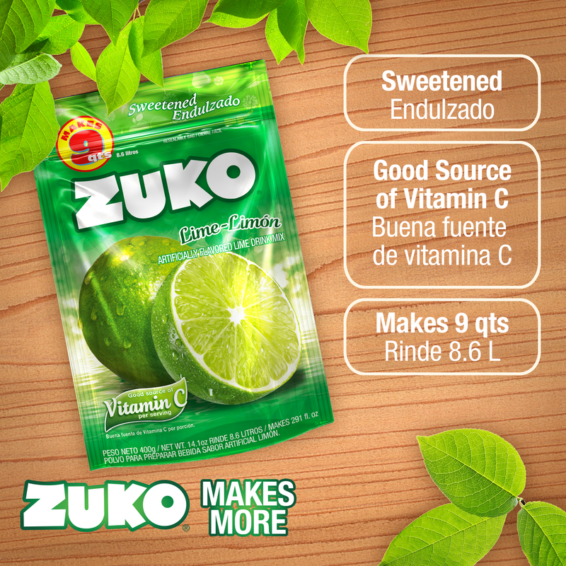 Zuko Drink Mix Lime Family Pack, 14.1 oz