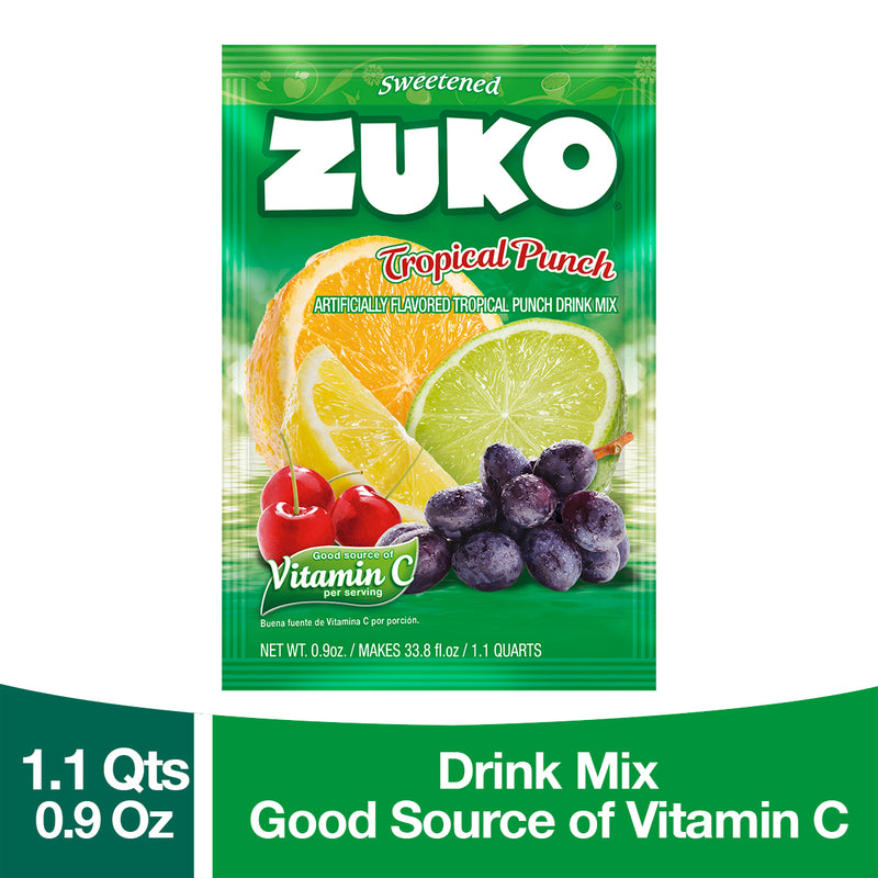 Zuko Drink Mix Tropical Punch Individual Pack, 24 Count, 0.9 oz