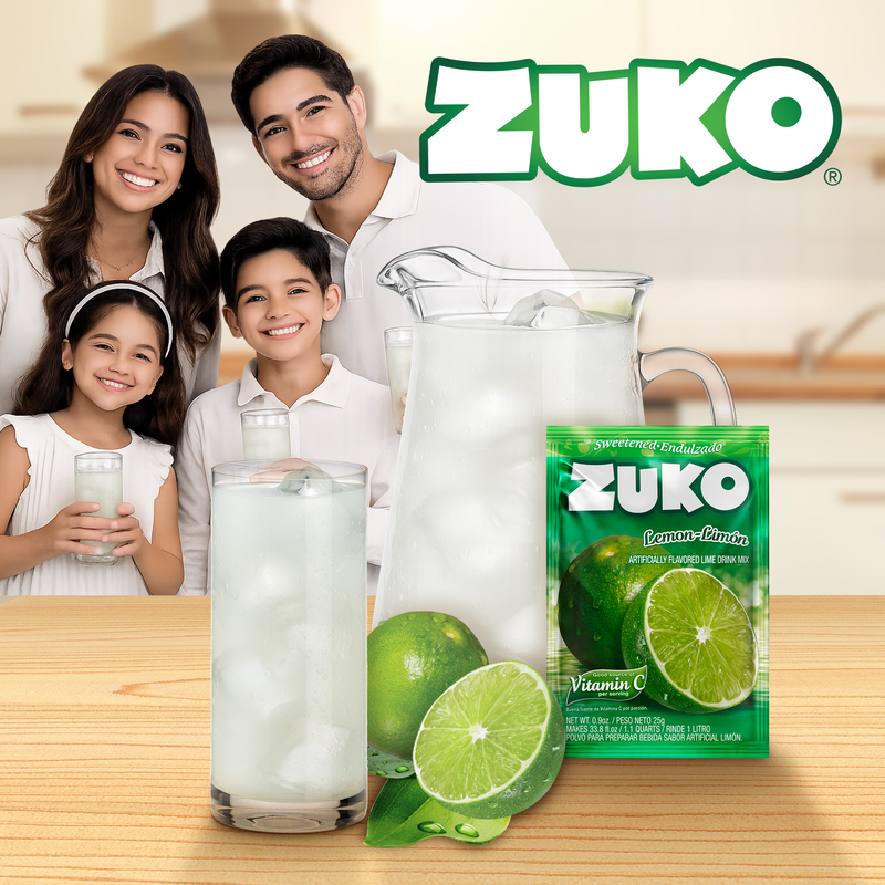 Zuko Drink Mix Lime Individual Pack, 24 Count, 0.9 oz