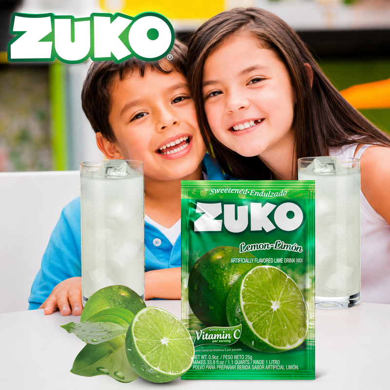 Zuko Drink Mix Lime Individual Pack, 24 Count, 0.9 oz