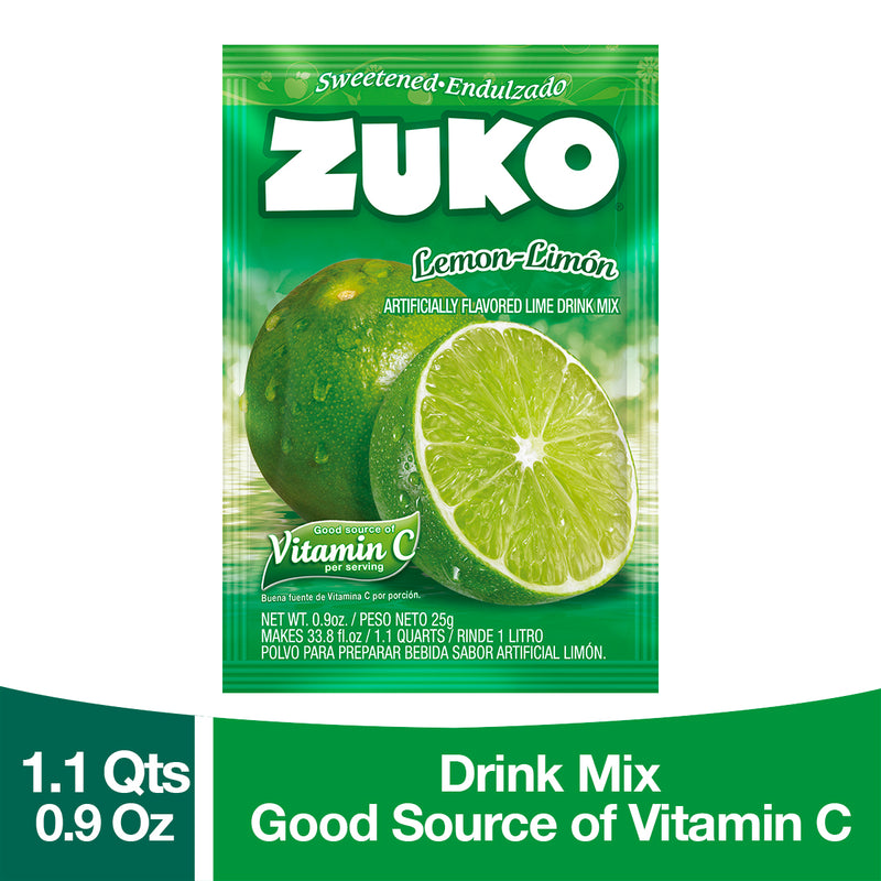 Zuko Drink Mix Lime Individual Pack, 24 Count, 0.9 oz
