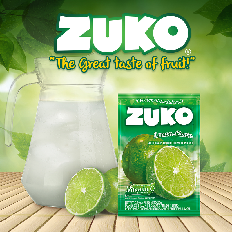 Zuko Drink Mix Lime Individual Pack, 24 Count, 0.9 oz