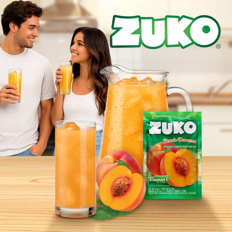 Zuko Drink Mix Peach Individual Pack, 24 Count, 0.9 oz