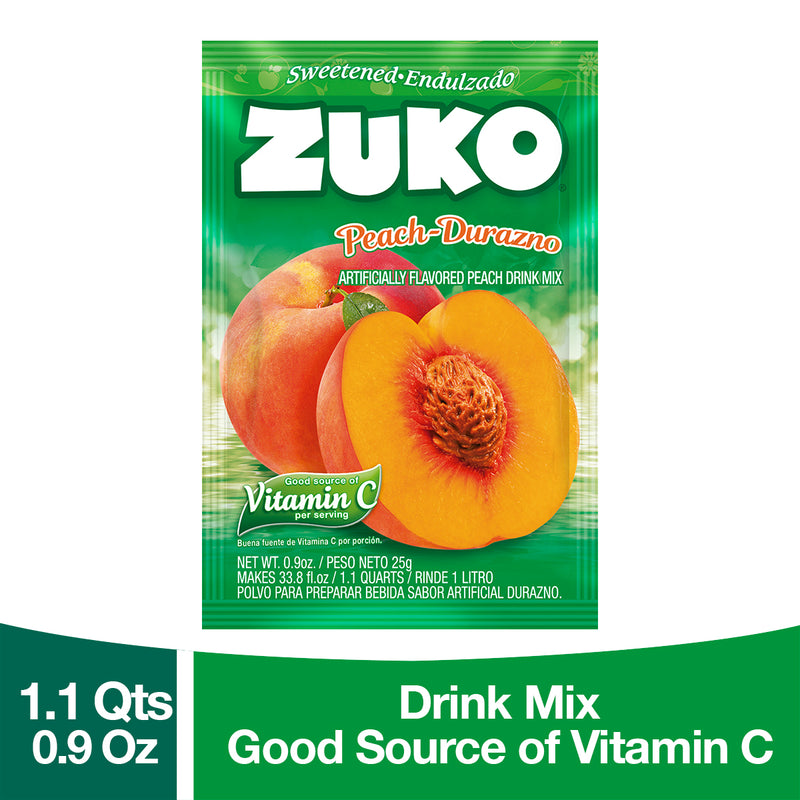 Zuko Drink Mix Peach Individual Pack, 24 Count, 0.9 oz