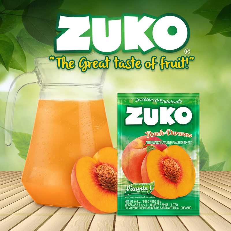 Zuko Drink Mix Peach Individual Pack, 24 Count, 0.9 oz