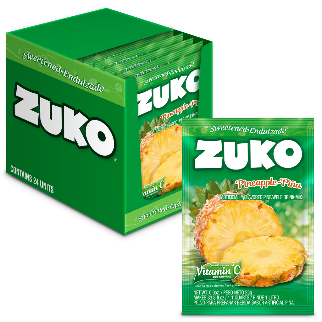 Zuko Drink Mix Pineapple Individual Pack, 24 Count, 0.9 oz