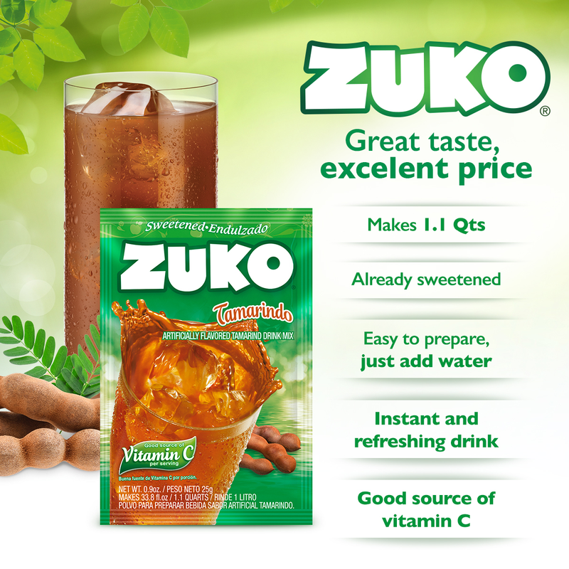 Zuko Drink Mix Tamarind Individual Pack, 24 Count, 0.9 oz