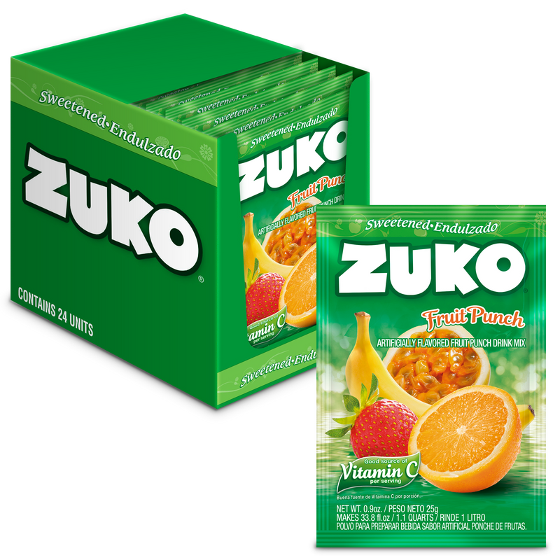 Zuko Drink Mix Fruit Punch Individual Pack, 24 Count, 0.9 oz
