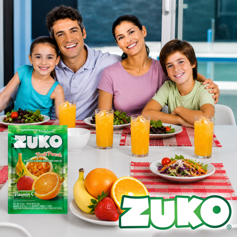 Zuko Drink Mix Fruit Punch Individual Pack, 24 Count, 0.9 oz