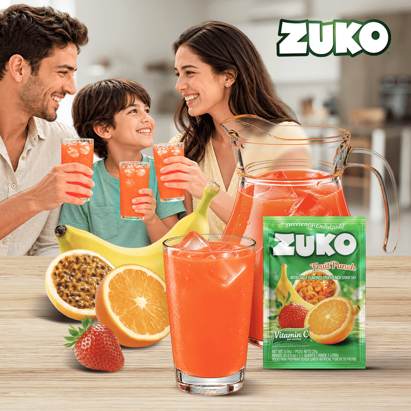 Zuko Drink Mix Fruit Punch Individual Pack, 24 Count, 0.9 oz