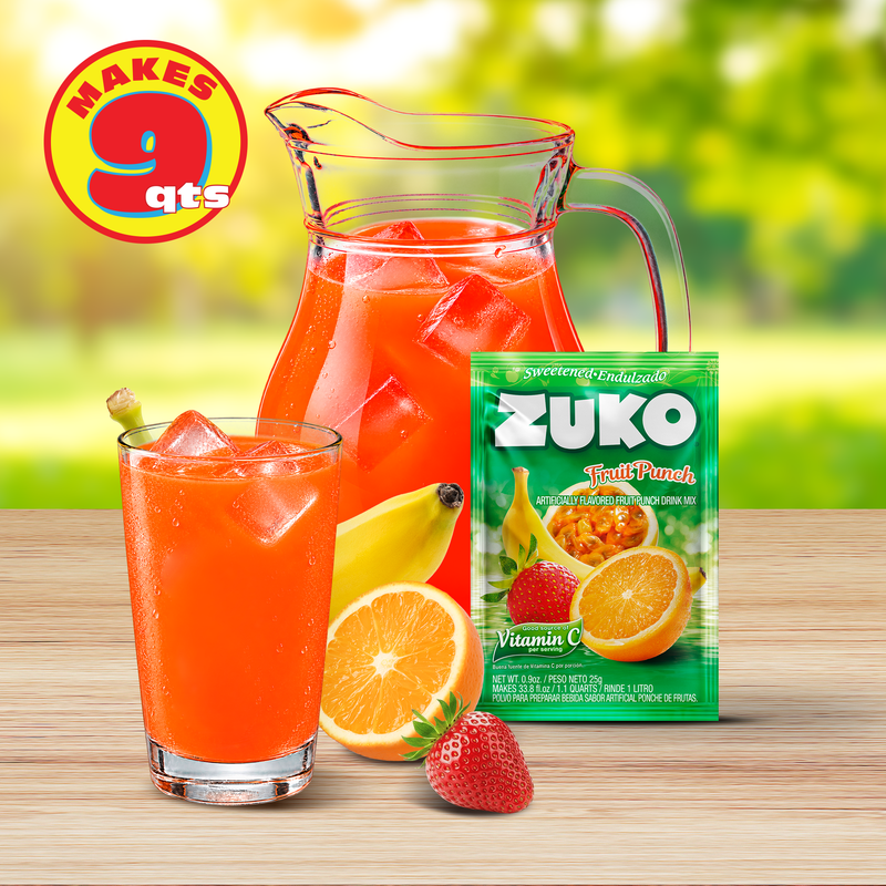 Zuko Drink Mix Fruit Punch Individual Pack, 24 Count, 0.9 oz
