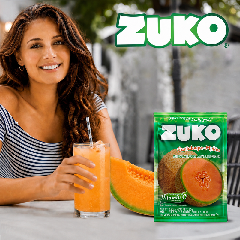 Zuko Drink Mix Cantaloupe Individual Pack, 24 Count, 0.9 oz