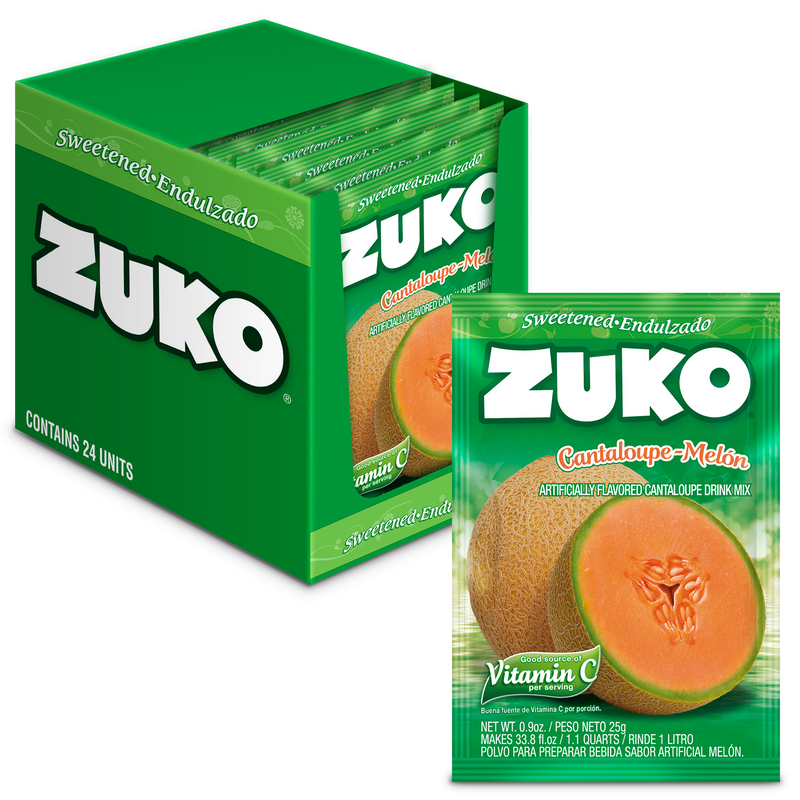 Zuko Drink Mix Cantaloupe Individual Pack, 24 Count, 0.9 oz