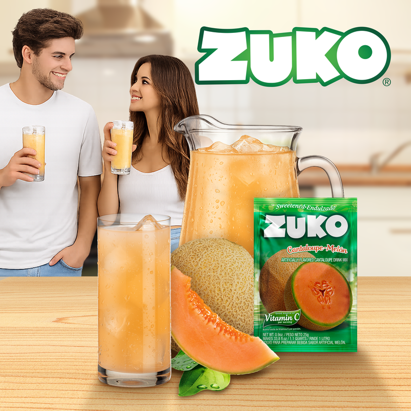 Zuko Drink Mix Cantaloupe Individual Pack, 24 Count, 0.9 oz