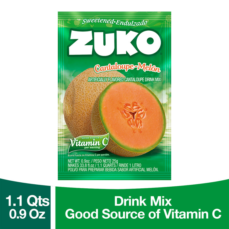 Zuko Drink Mix Cantaloupe Individual Pack, 24 Count, 0.9 oz