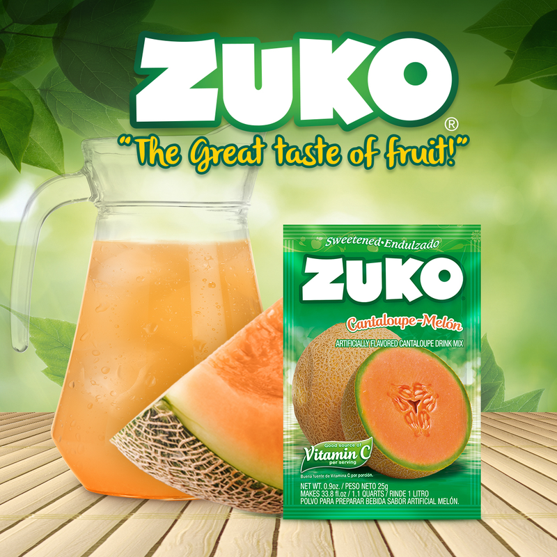 Zuko Drink Mix Cantaloupe Individual Pack, 24 Count, 0.9 oz