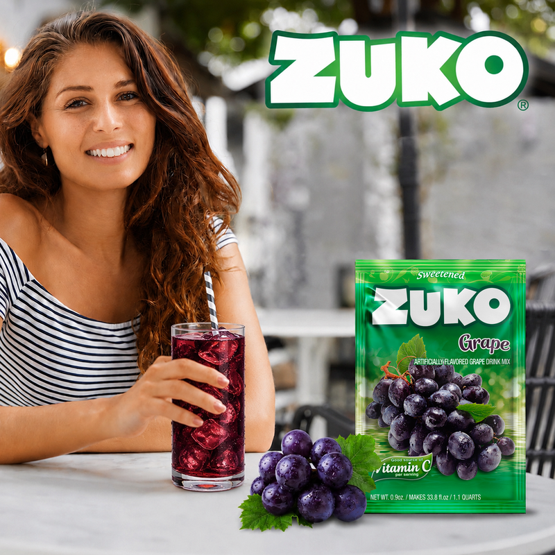Zuko Drink Mix Grape Individual Pack, 24 Count, 0.9 oz
