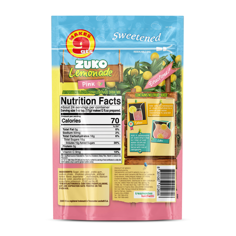 Zuko Drink Mix Pink Lemonade Family Pack, 14.1 oz